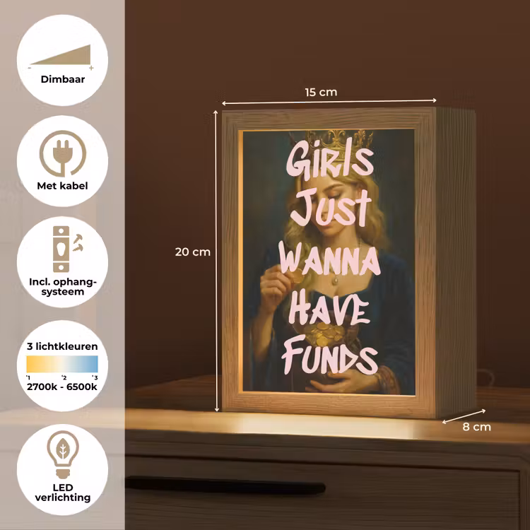 Kroon - Vrouw - Jurk - Opvallend Light Box met kabel (Tafellamp) klein -USP_NL