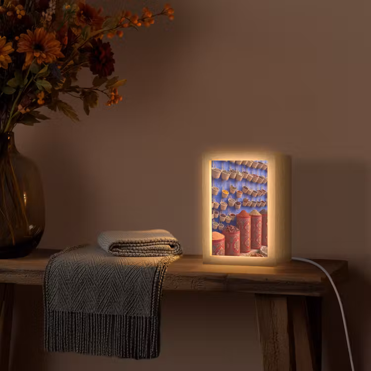 Tafellamp - Kruiden - Manden - Markt - Kruiden - Manden - Markt Light Box met kabel (Tafellamp) klein