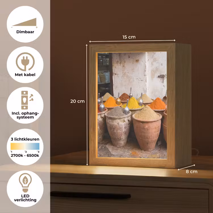 Tafellamp - Kruiden - Potten - Oosters - Kruiden - Potten - Oosters Light Box met kabel (Tafellamp) klein
