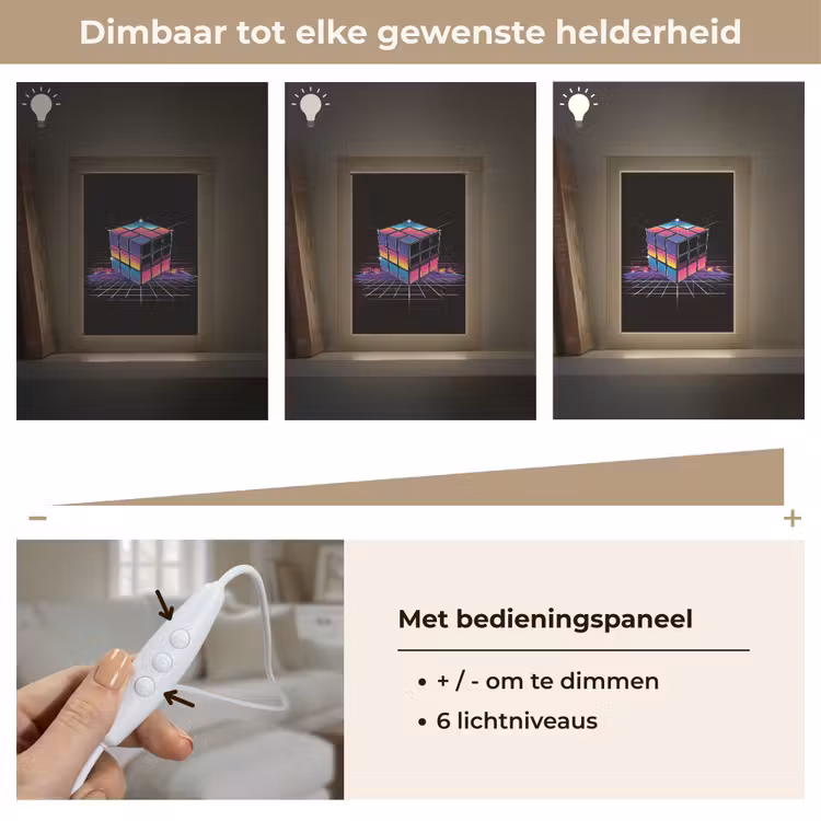 Kubus - Kleurrijk - Raster Light Box met kabel (Tafellamp) klein -USP_dimbaarNL