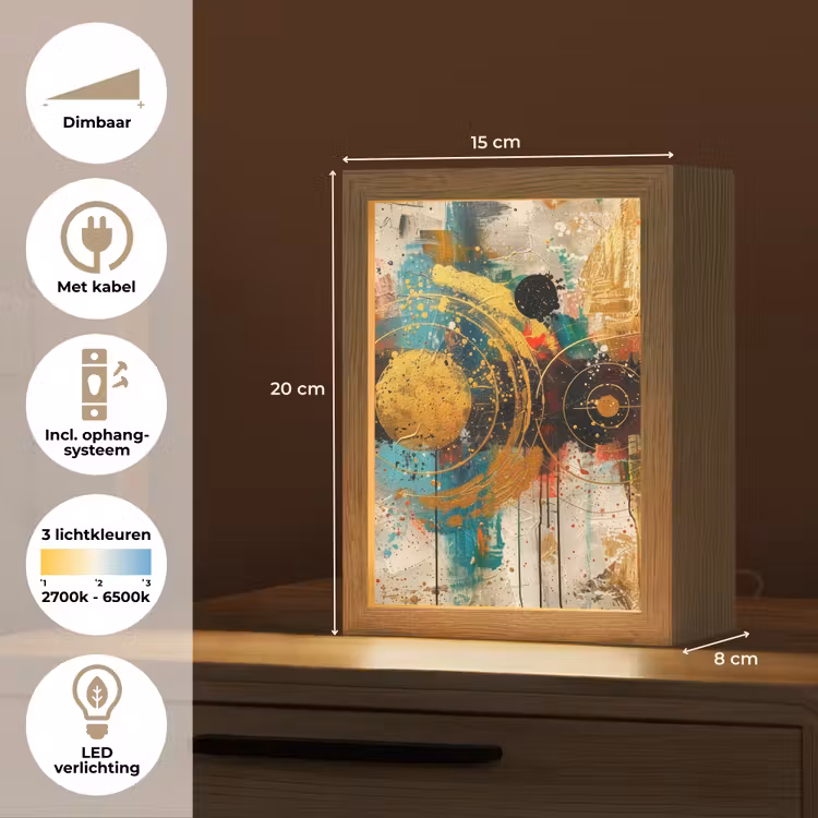 Kunst - Abstract - Aesthetic - Goud Light Box met kabel (Tafellamp) klein -USP_NL