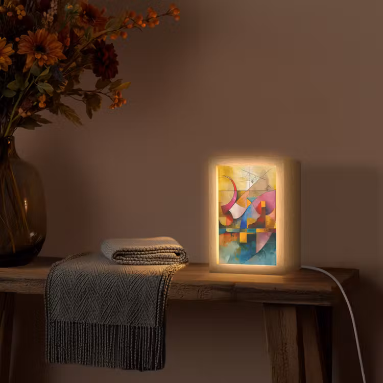 Kunst - Abstract - Aesthetic - Kleurrijk - Art Light Box met kabel (Tafellamp) klein -sfeer4