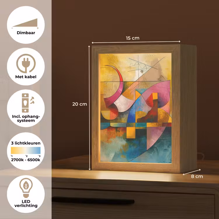 Kunst - Abstract - Aesthetic - Kleurrijk - Art Light Box met kabel (Tafellamp) klein -USP_NL