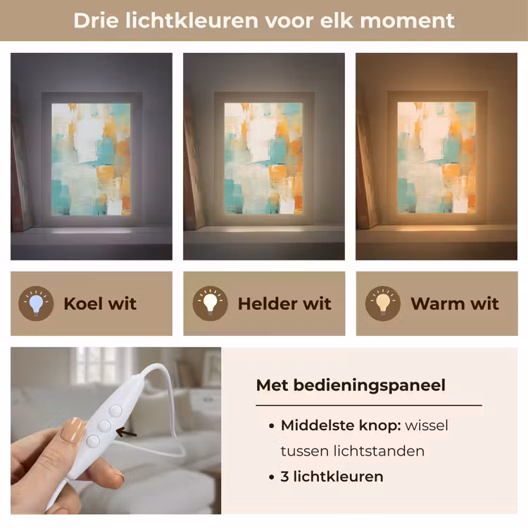 Kunst - Abstract - Blauw - Wit Light Box met kabel (Tafellamp) klein -USP_lichtkleurNL