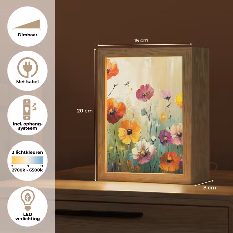 Kunst - Bloemen - Lente - Natuur Light Box met kabel (Tafellamp) klein -USP_NL
