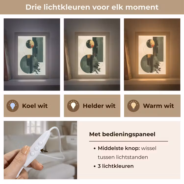 Kunst - Cirkels - Modern - Abstract Light Box met kabel (Tafellamp) klein -USP_lichtkleurNL