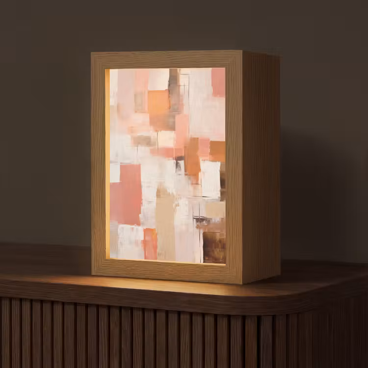Kunst - Roze - Abstract Light Box met kabel (Tafellamp) klein -z3d_website