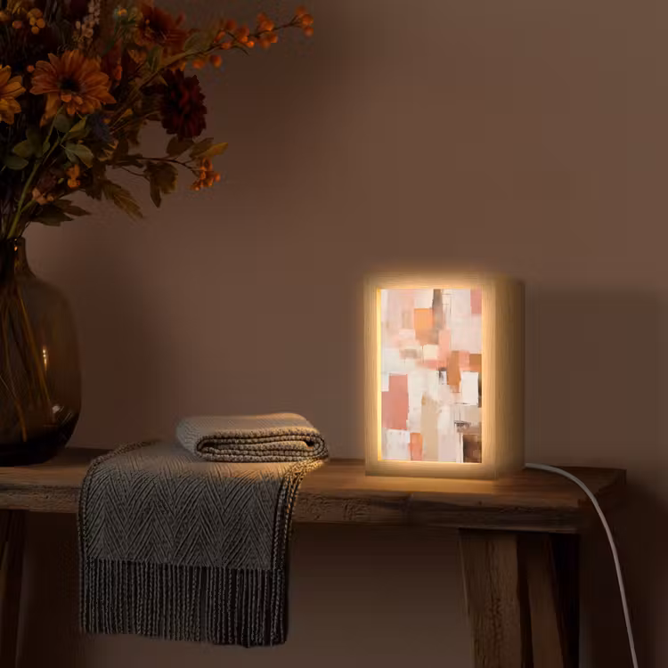 Kunst - Roze - Abstract Light Box met kabel (Tafellamp) klein -sfeer4