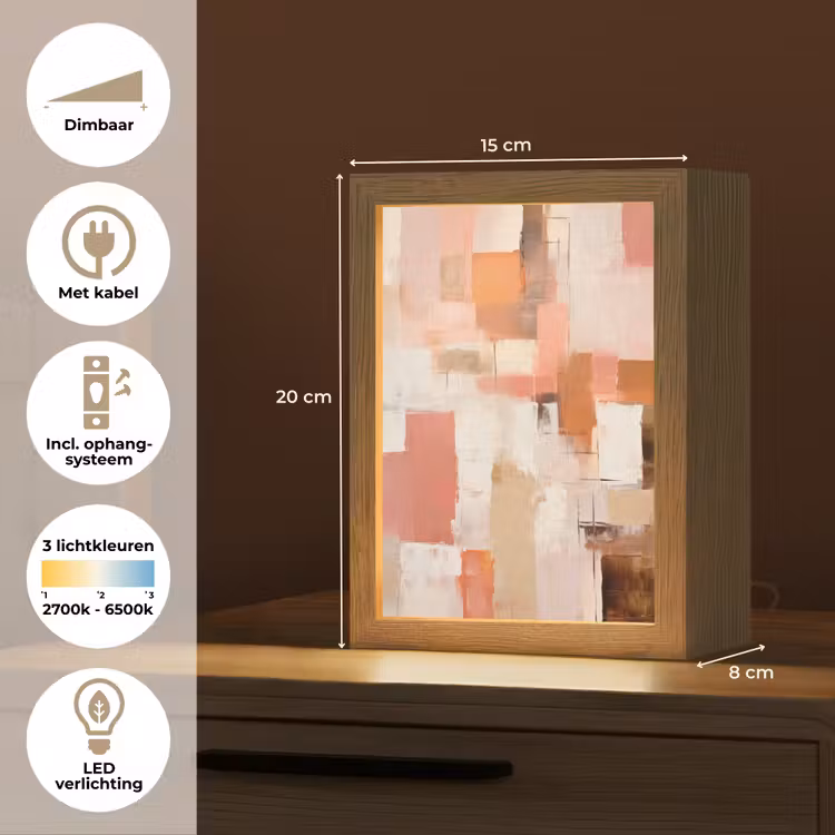 Kunst - Roze - Abstract Light Box met kabel (Tafellamp) klein -USP_NL