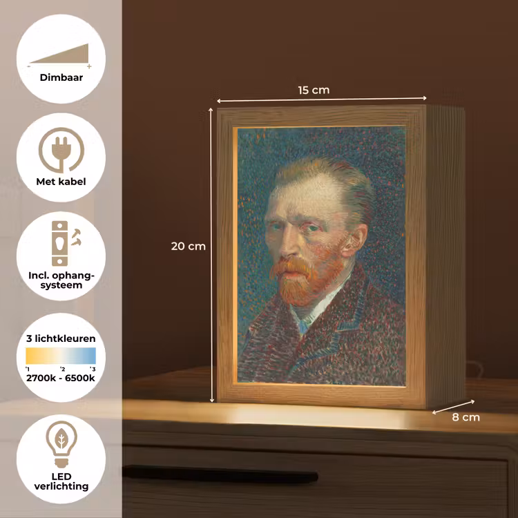 Kunst - Van Gogh - Oude meesters - Zelfportret Light Box met kabel (Tafellamp) klein -USP_NL