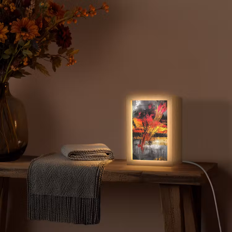 Kunst - Zwart - Abstract Light Box met kabel (Tafellamp) klein -sfeer4