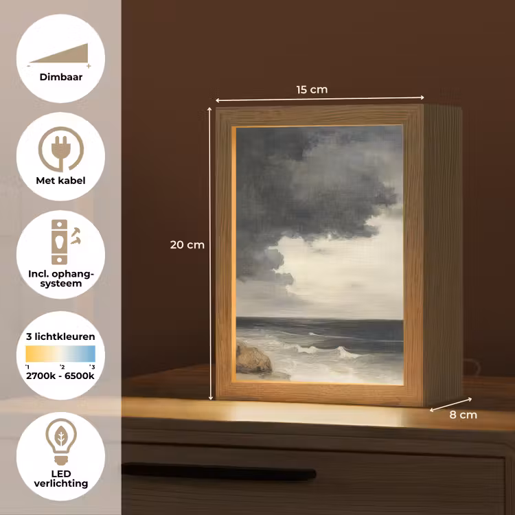 Kust - Golven - Rots - Storm Light Box met kabel (Tafellamp) klein -USP_NL