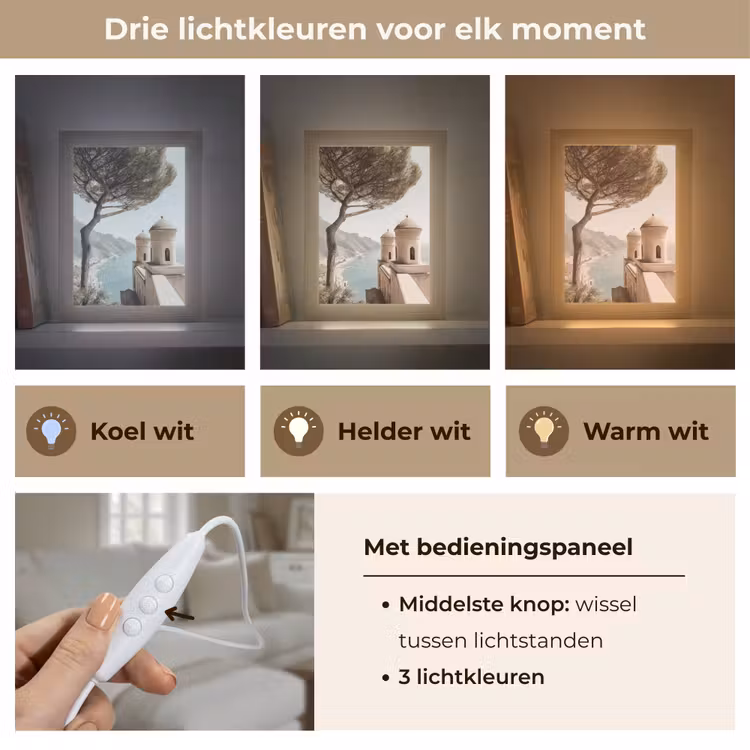 Kust - Klif - Boom - Gebouw Light Box met kabel (Tafellamp) klein -USP_lichtkleurNL