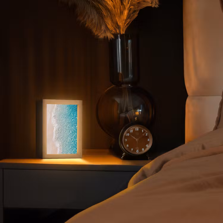Kust - Zand - Blauw Light Box met kabel (Tafellamp) klein -sfeer1