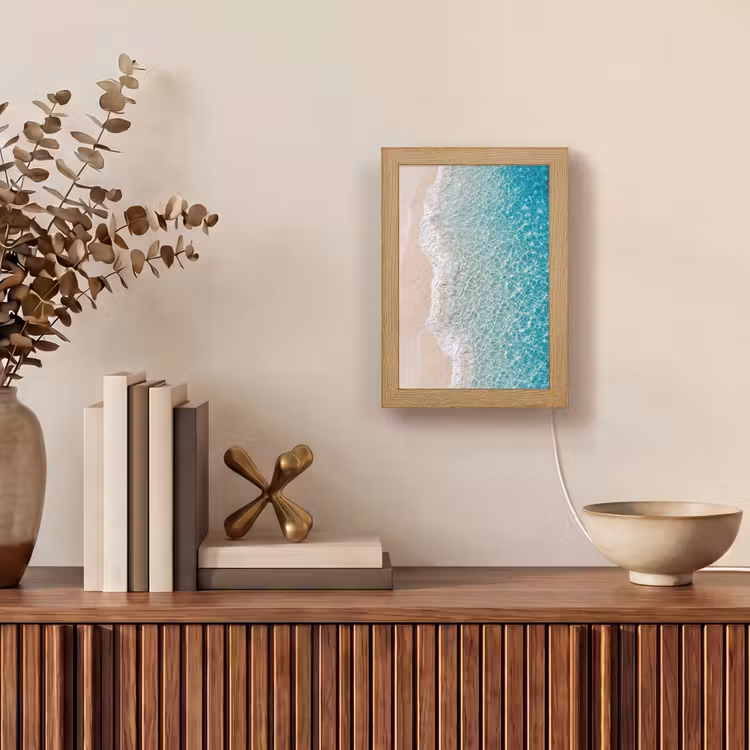Kust - Zand - Blauw Light Box met kabel (Tafellamp) klein -sfeer2