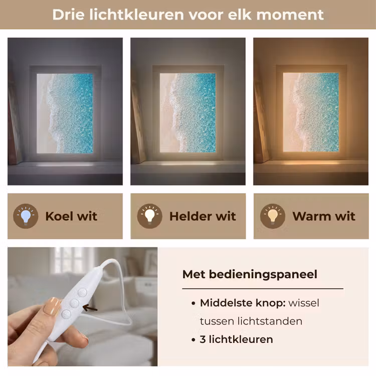 Kust - Zand - Blauw Light Box met kabel (Tafellamp) klein -USP_lichtkleurNL