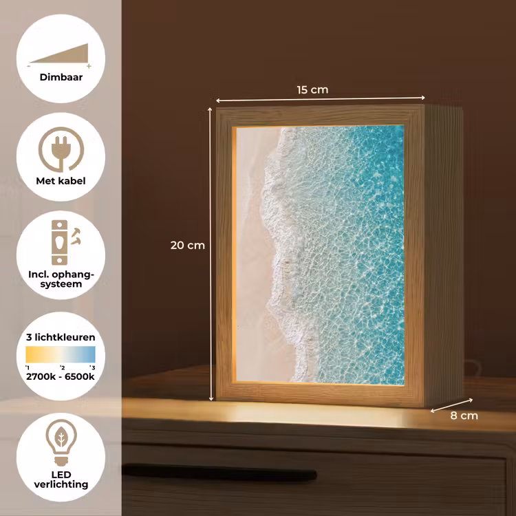 Kust - Zand - Blauw Light Box met kabel (Tafellamp) klein -USP_NL