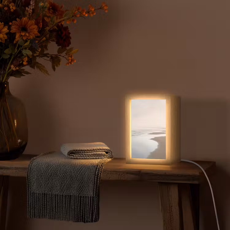 Kustlijn - Strand - Oceaan Light Box met kabel (Tafellamp) klein -sfeer4