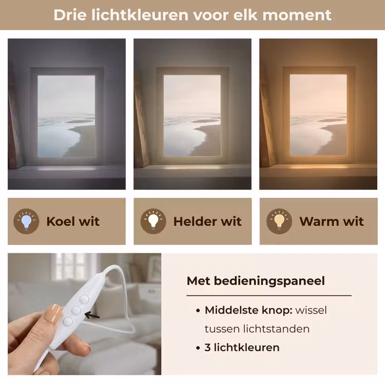 Kustlijn - Strand - Oceaan Light Box met kabel (Tafellamp) klein -USP_lichtkleurNL