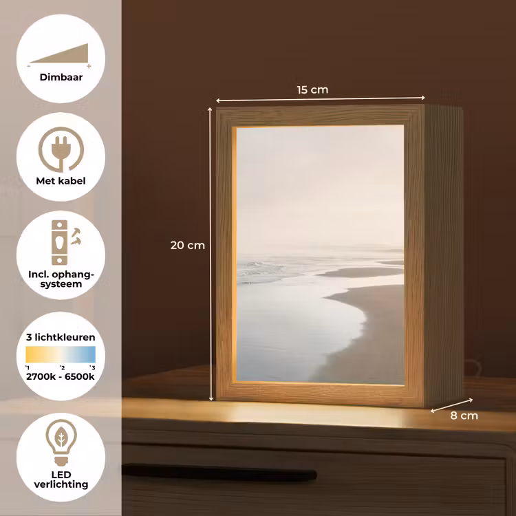 Kustlijn - Strand - Oceaan Light Box met kabel (Tafellamp) klein -USP_NL