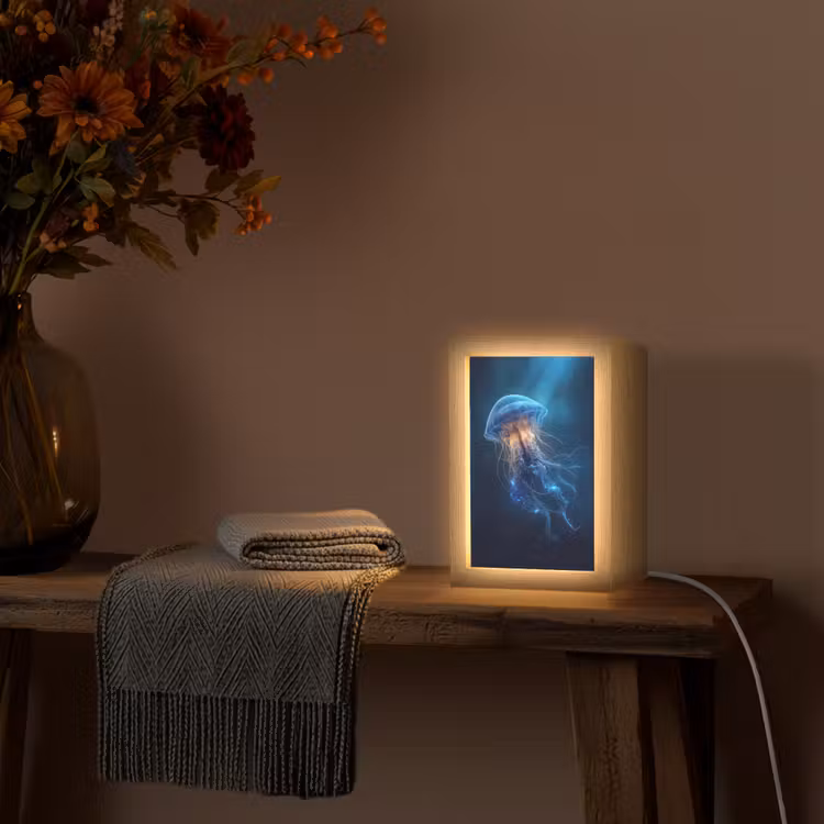Kwal - Lichtgevend - Tentakels - Blauw Light Box met kabel (Tafellamp) klein -sfeer4