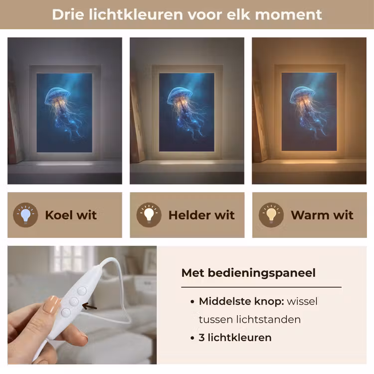 Kwal - Lichtgevend - Tentakels - Blauw Light Box met kabel (Tafellamp) klein -USP_lichtkleurNL