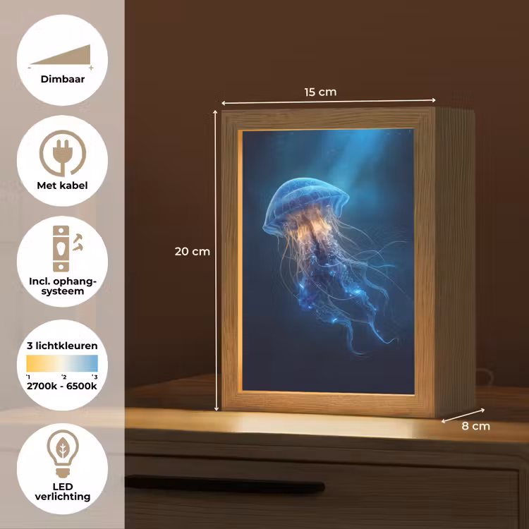 Kwal - Lichtgevend - Tentakels - Blauw Light Box met kabel (Tafellamp) klein -USP_NL