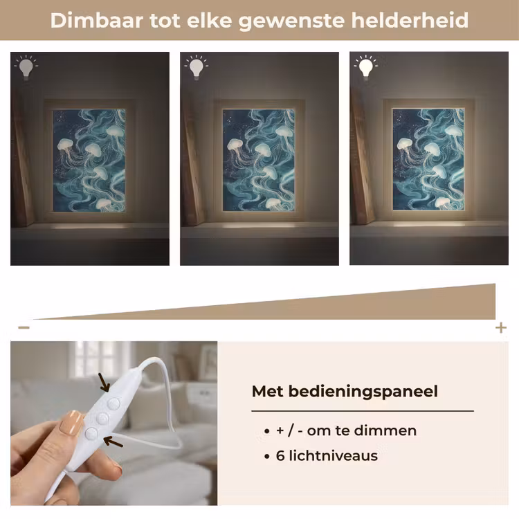 Kwallen - Zee - Wit - Golven Light Box met kabel (Tafellamp) klein -USP_dimbaarNL