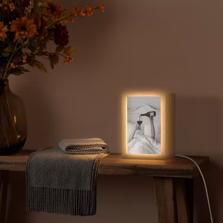 Lakens - Armen - Wijn - Glas Light Box met kabel (Tafellamp) klein -sfeer4