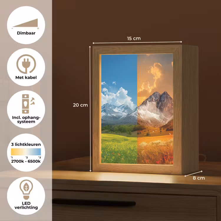Landschap - 4 seizoenen - Natuur - Winter - Lente - Zomer - Herfst Light Box met kabel (Tafellamp) klein -USP_NL