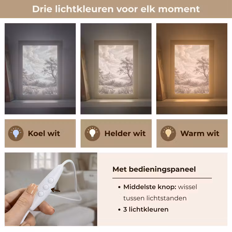 Landschap - Bergen - Meer - Natuur Light Box met kabel (Tafellamp) klein -USP_lichtkleurNL