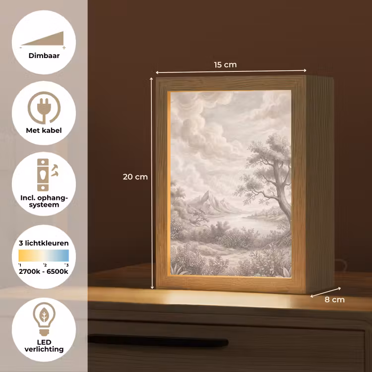 Landschap - Bergen - Meer - Natuur Light Box met kabel (Tafellamp) klein -USP_NL