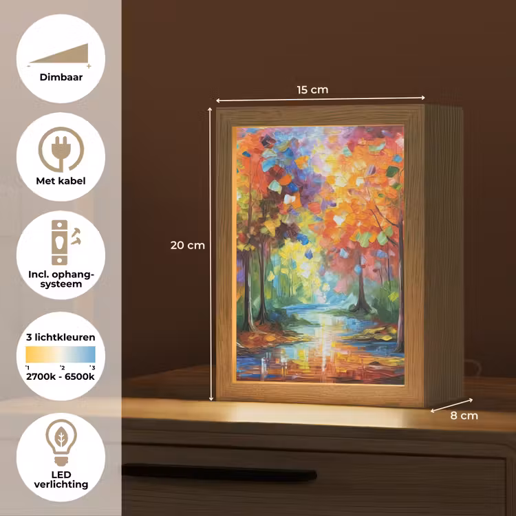 Landschap - Bos - Kleuren - Natuur Light Box met kabel (Tafellamp) klein -USP_NL