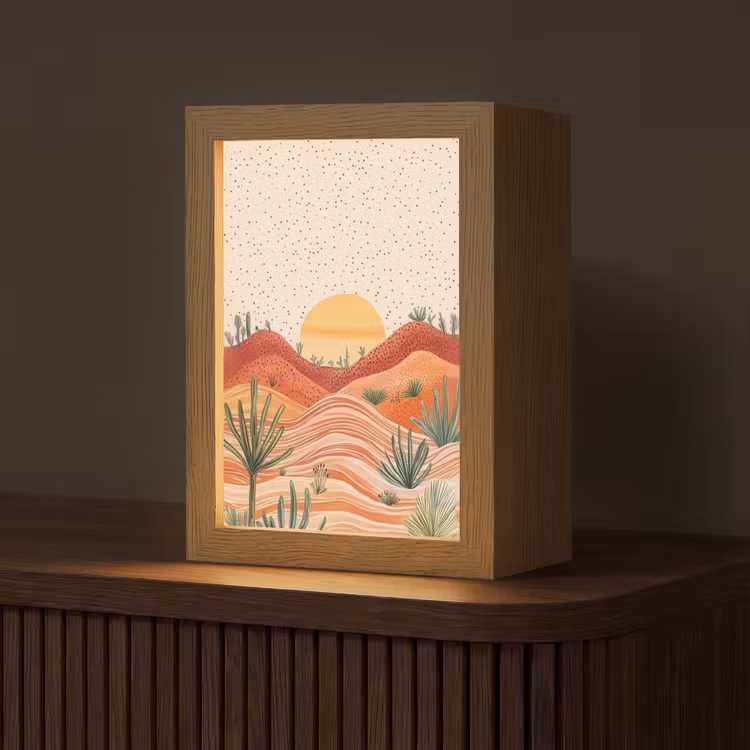 Landschap - Heuvels - Zonsondergang Light Box met kabel (Tafellamp) klein -z3d_website