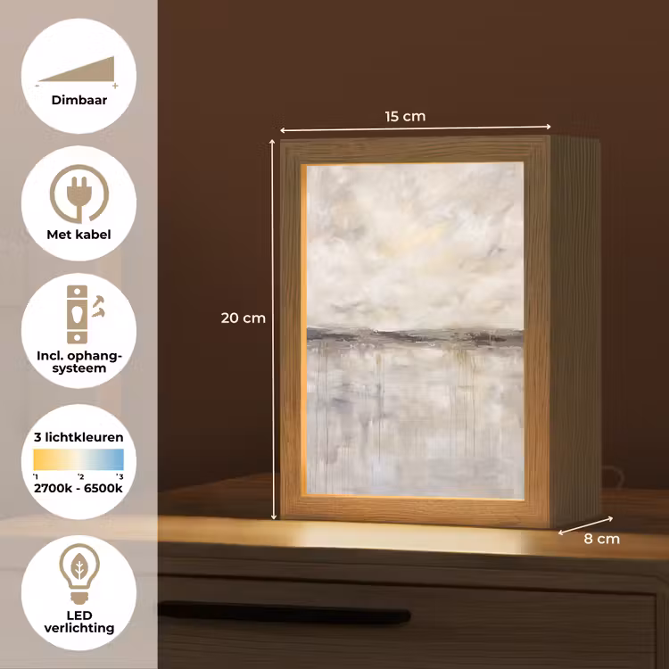 Landschap - Horizon - Natuur - Abstract - Neutraal Light Box met kabel (Tafellamp) klein -USP_NL