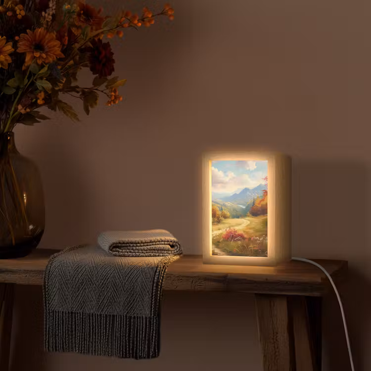 Landschap - Illustratie - Natuur Light Box met kabel (Tafellamp) klein -sfeer4