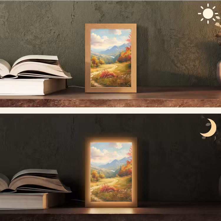 Landschap - Illustratie - Natuur Light Box met kabel (Tafellamp) klein -sfeer3