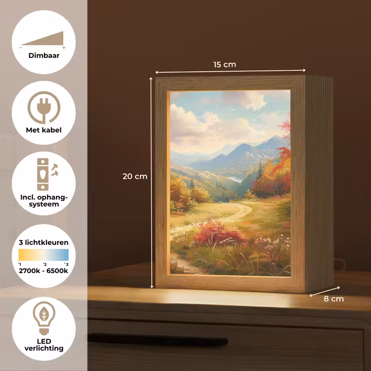 Landschap - Illustratie - Natuur Light Box met kabel (Tafellamp) klein -USP_NL