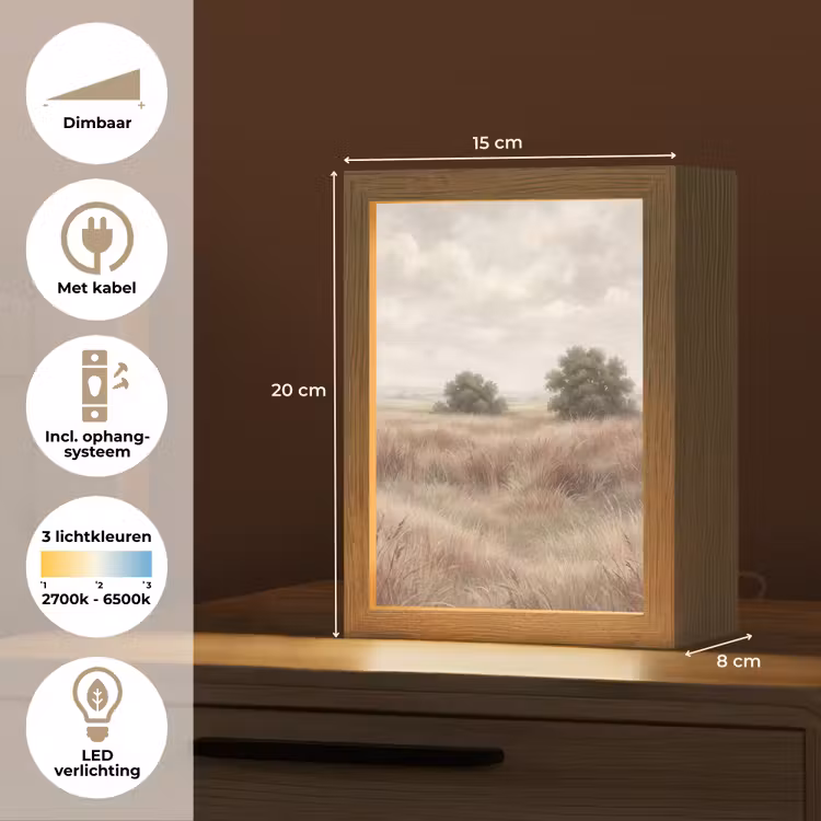 Landschap - Minimalistisch - Beige Light Box met kabel (Tafellamp) klein -USP_NL