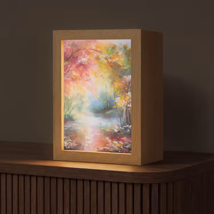 Landschap - Olieverf - Kleurrijk - Natuur Light Box met kabel (Tafellamp) klein -z3d_website