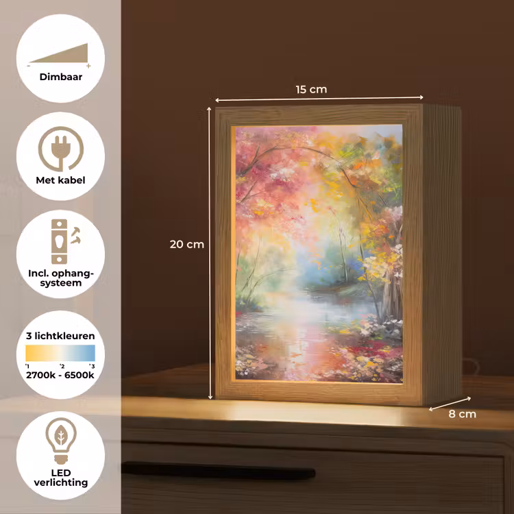 Landschap - Olieverf - Kleurrijk - Natuur Light Box met kabel (Tafellamp) klein -USP_NL