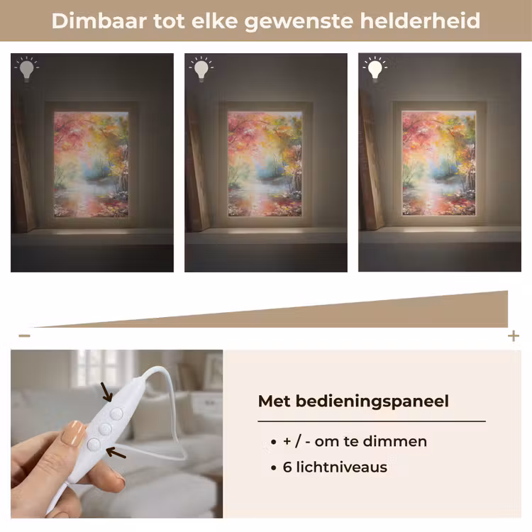 Landschap - Olieverf - Kleurrijk - Natuur Light Box met kabel (Tafellamp) klein -USP_dimbaarNL