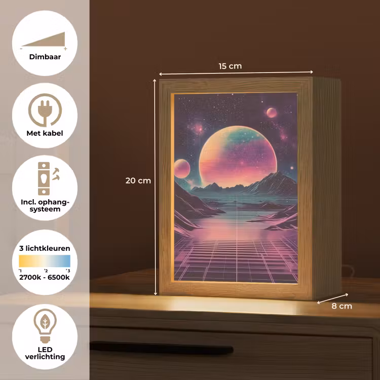 Landschap - Planeten - Horizon - Paars Light Box met kabel (Tafellamp) klein -USP_NL