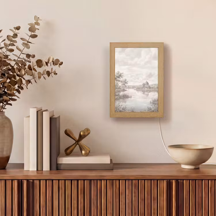 Landschap - Water - Natuur - Sepia Light Box met kabel (Tafellamp) klein -sfeer2
