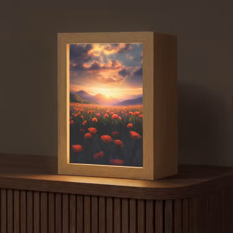 Landschap - Zonsondergang - Bloemenveld Light Box met kabel (Tafellamp) klein -z3d_website