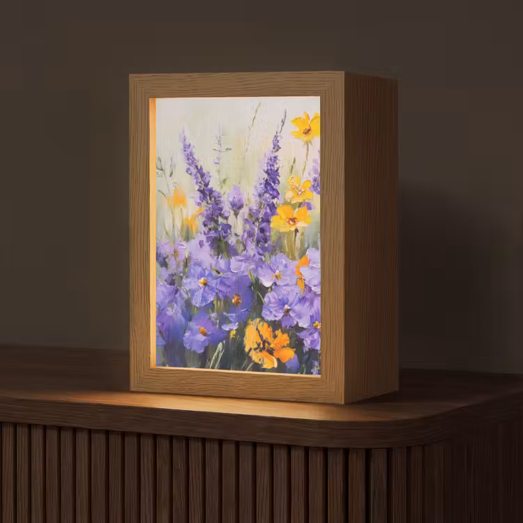 Lavendel - Bloemen - Natuur - Kunst Light Box met kabel (Tafellamp) klein -z3d_website
