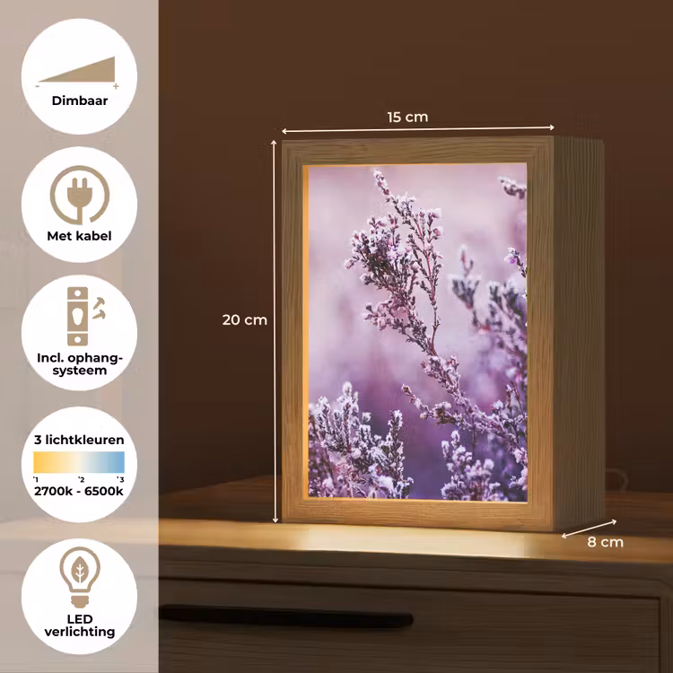 Lavendel - Winter - Bloemen - Paars Light Box met kabel (Tafellamp) klein -USP_NL