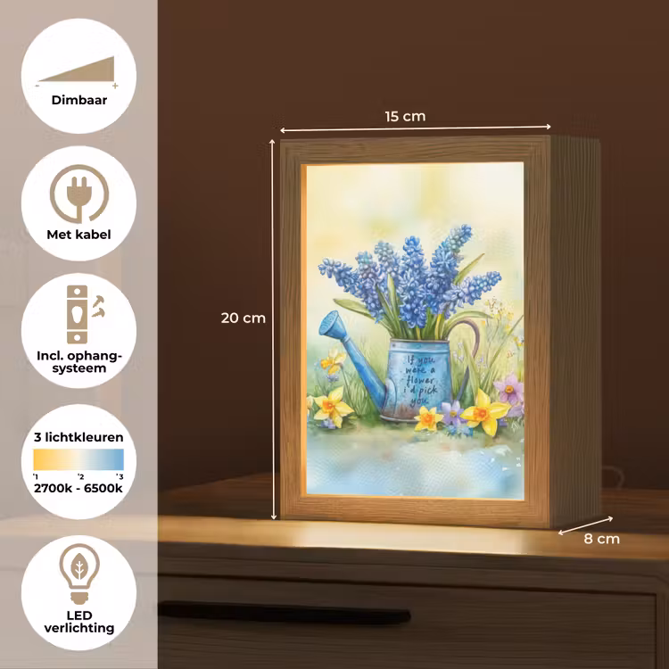 Lavendelbloemen - Quote - Gieter Light Box met kabel (Tafellamp) klein -USP_NL