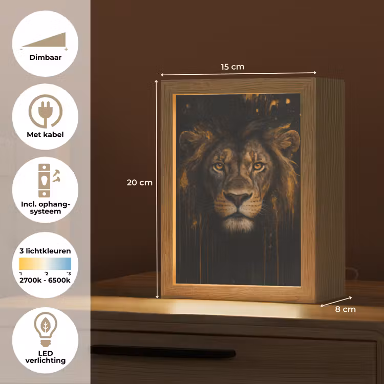 Leeuw - Goud - Druppels Light Box met kabel (Tafellamp) klein -USP_NL