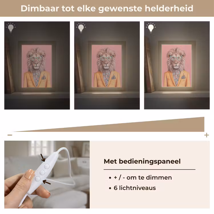Leeuw - Pak - Geruit - Bril Light Box met kabel (Tafellamp) klein -USP_dimbaarNL